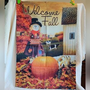 Morigins Welcome Fall Garden yard Flag With Scarecrow Theme, New Double Sided